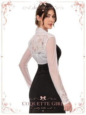 Lace Bolero Cropped Sheer Shrug Ruched Long Sleeve Open Front Cardigan